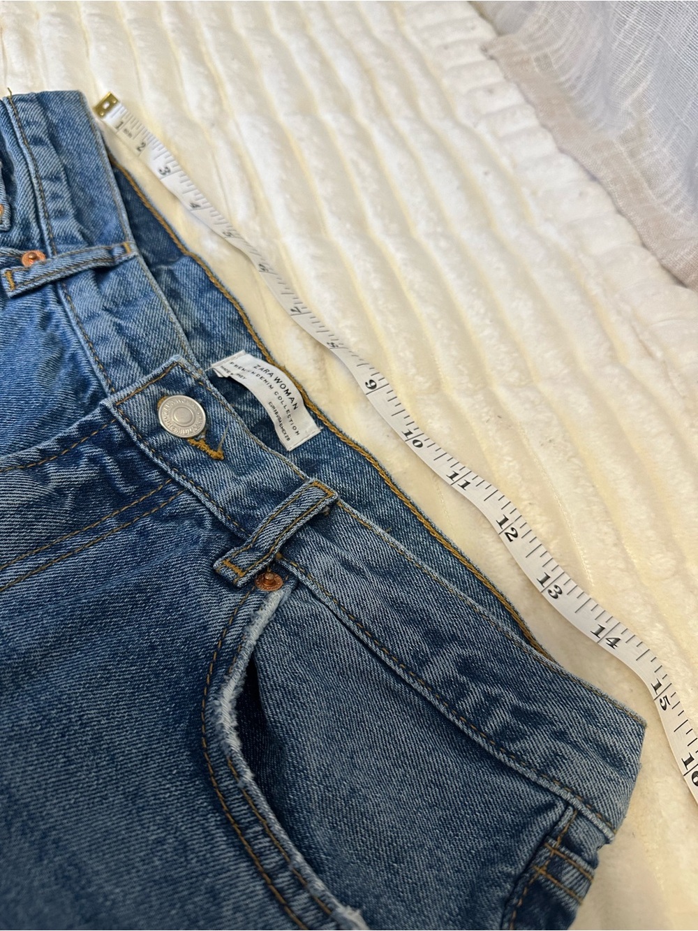 Zara Blue Jeans with Faux Fur Cuff - Picture 10 of 11